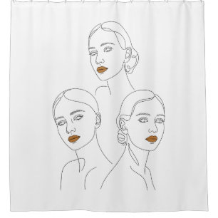Elegant Female Line Art Trio, Minimalist Female