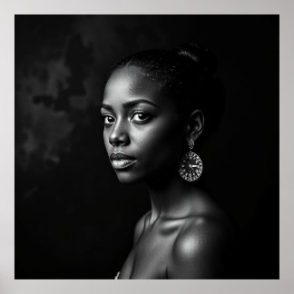 Elegant Female Portrait – Charcoal Black & White A Poster