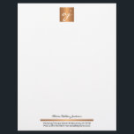 Elegant feminine black white copper gold monogram letterhead<br><div class="desc">Monogrammed luxury feminine faux copper gold metallic geometric white and black trendy modern letterhead. Suitable for beauty salons and spas, hair and fashion stylists and owners, boutique managers, jewellery designers, luxurious products crafters, photographers, cosmetologists, estheticians, beauticians, wedding planners, lifestyle bloggers, or any other independent professionals or women services businesses. Easy...</div>