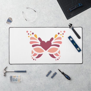 Elegant Feminine Boho Pastel Butterfly Desk Mat