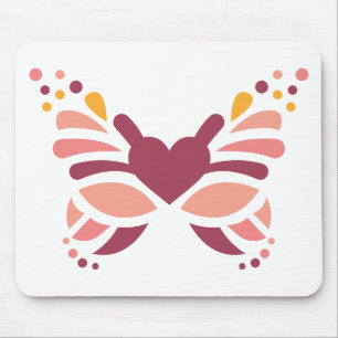 Elegant Feminine Boho Pastel Butterfly Mouse Pad