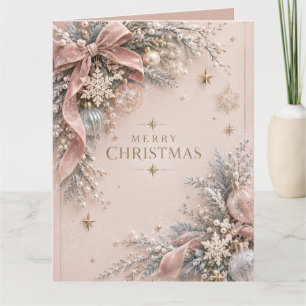 Elegant Feminine Christmas , Dusty Pink Style Card