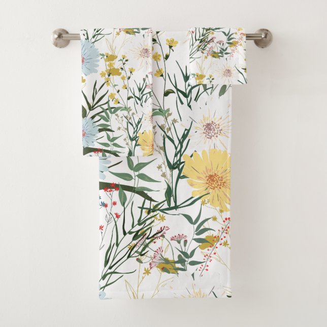 Elegant feminine design l Botanical l White Ivory Bath Towel Set (Insitu)