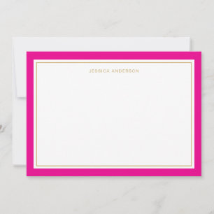 Elegant Feminine Magenta Gold Border Personalized Card