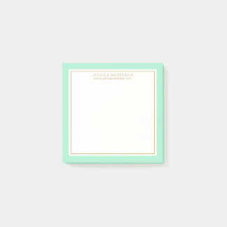 Elegant & Feminine Mint/White/Gold Personalized Post-it Notes
