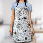 Elegant Feminine Monogram Apron<br><div class="desc">Add a touch of sophistication to your kitchen or workspace with this chic apron, featuring a personalized monogram accent at the top. The all-over botanical floral pattern brings a sense of nature and spring into your daily tasks, making it perfect for both cooking and floral arranging. The sophisticated classy design...</div>