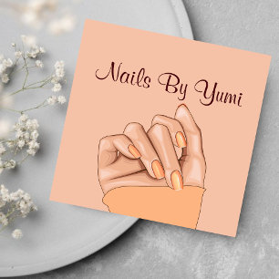 Elegant Feminine Nail Technician Beauty Salon  Square Business Card