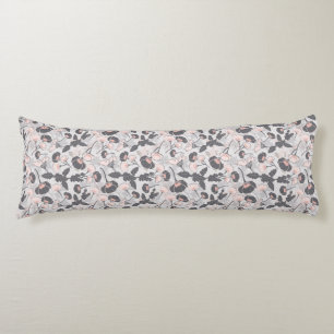 Elegant Feminine Pink Grey Layered Flowers Body Pillow