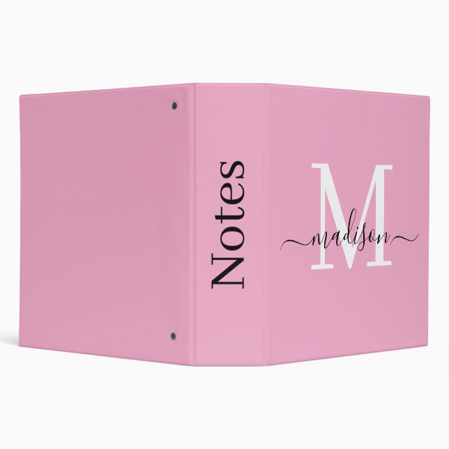 Elegant feminine pink personalized script name binder (Background)