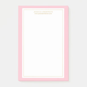 Elegant Feminine Pink/White/Gold Personalized Post-it Notes