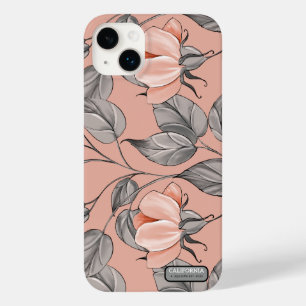 Elegant Feminine Pretty pink and grey flower  Case-Mate iPhone 14 Plus Case