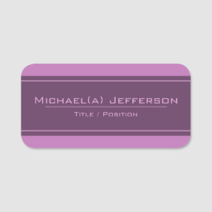 Elegant Feminine Purple and Pink Chic Professional Name Tag