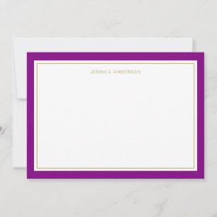 Elegant Feminine Purple Gold Border Personalized Card