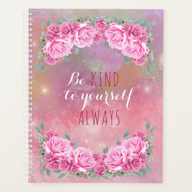 Elegant Feminine Romantic Pink Roses Arrangement  Planner (Front)