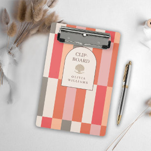 Elegant Feminine Stripes Pattern Custom Mini Clipboard