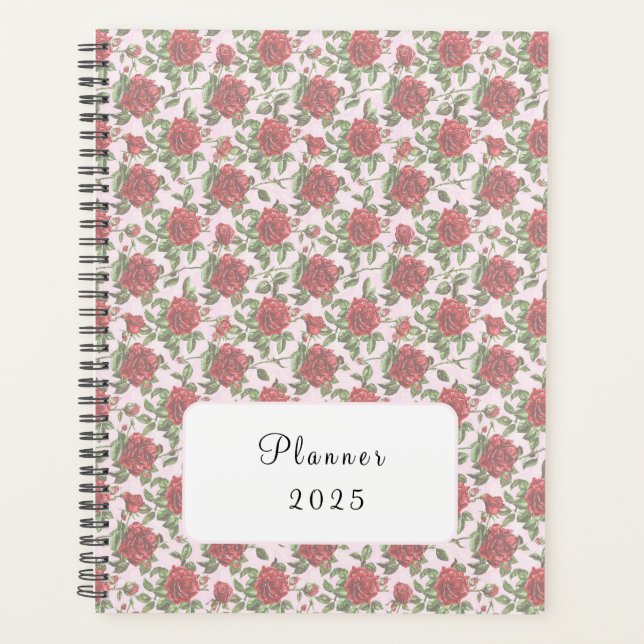 Elegant Feminine Vintage Chic Stylish Roses  Planner (Front)