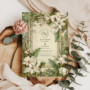 Elegant Fern and Ivory Floral Wedding Invitation