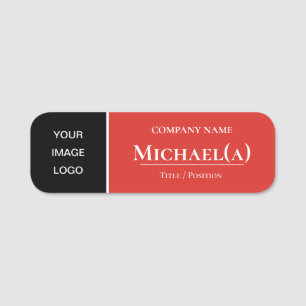 Elegant Ferrari Red And Black: Modern Company LOGO Name Tag