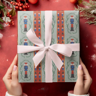 Elegant Festive Blue Merry Christmas Nutcracker Wrapping Paper