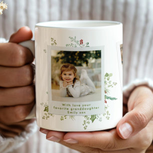 Elegant Festive Botanical Christmas Photo Album Coffee Mug