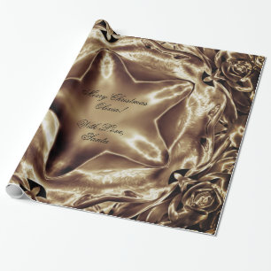 Elegant Festive Brown Christmas Star Chic Wrapping Paper