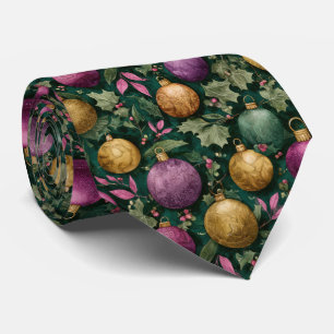 Elegant Festive Christmas Baubles Pattern Tie