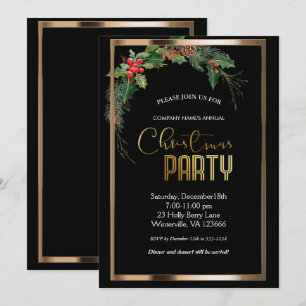 Elegant festive Christmas gold Invitation