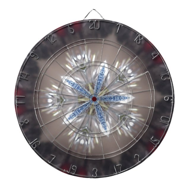 Elegant Festive Christmas Star Shiny Blue White Dartboard (Front)