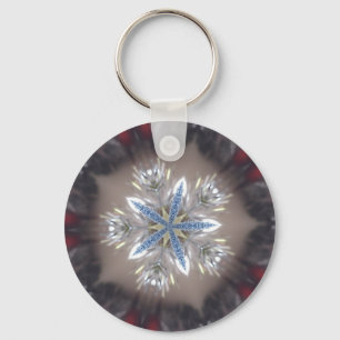 Elegant Festive Christmas Star Shiny Blue White Keychain