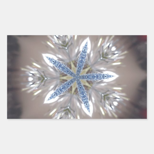 Elegant Festive Christmas Star Shiny Blue White Sticker (Front)