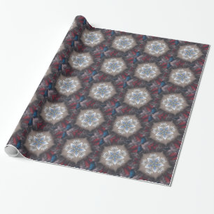 Elegant Festive Christmas Star Shiny Blue White Wrapping Paper