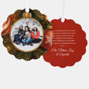Elegant Festive Christmas Tree Baubles Photo Ornament Card