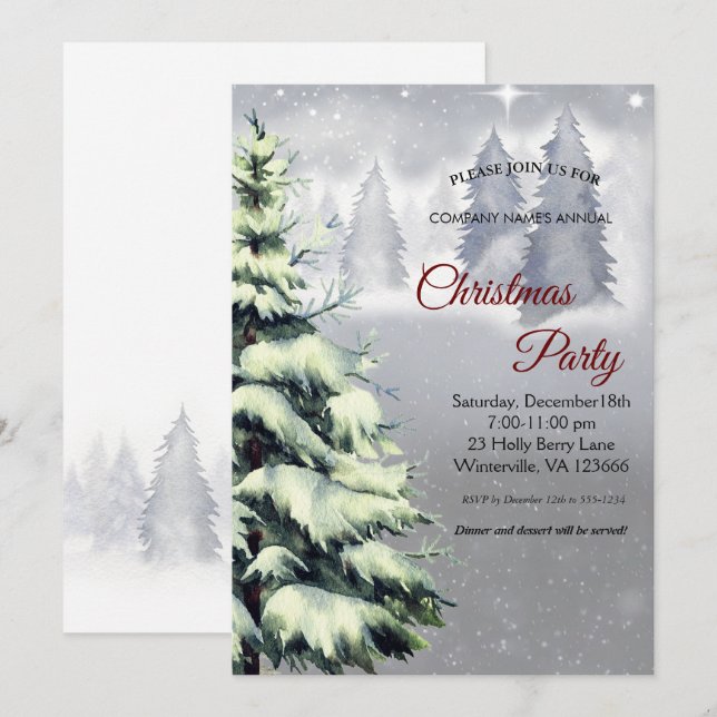 Elegant festive Christmas tree Invitation (Front/Back)