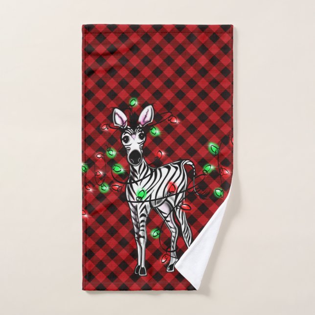 Elegant festive Christmas Zebra twinkle lights Bath Towel Set (Hand Towel)