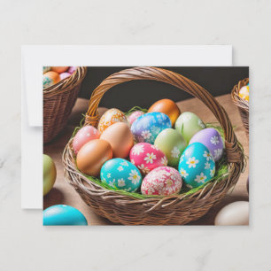 Elegant Festive Colourful Easter Eggs Holiday Card