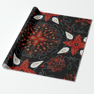 Elegant, festive feel symmetrical floral pattern wrapping paper