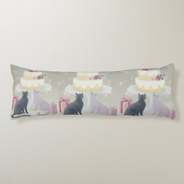 Elegant Festive Feline Celebration Body Pillow (Front)