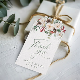 Elegant Festive Floral Holiday thank you favors Gift Tags
