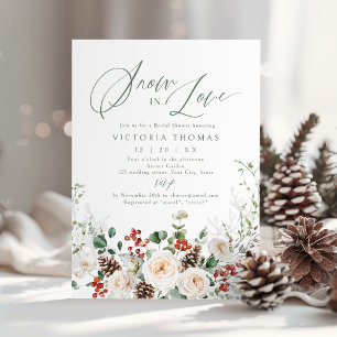 Elegant Festive Floral Snow in Love Bridal Shower Invitation