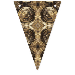 Elegant Festive Golden Decorative Gold Pattern Bunting Flags