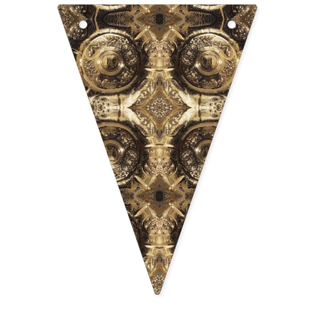 Elegant Festive Golden Decorative Gold Pattern Bunting Flags (First Flag)