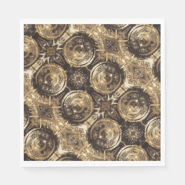 Elegant Festive Golden Decorative Gold Pattern Napkin (Front)