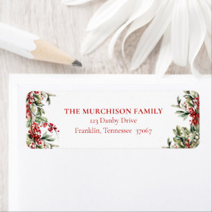 Elegant Festive Greenery Holiday Return Address