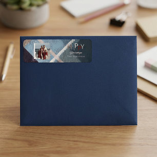 Elegant festive photo holiday return address