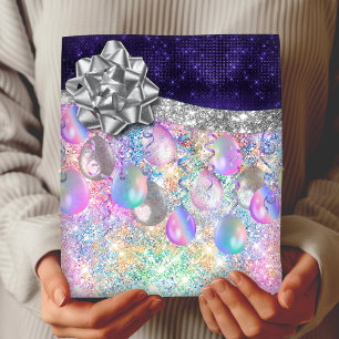 Elegant festive pink faux glitter balloons  wrapping paper sheet