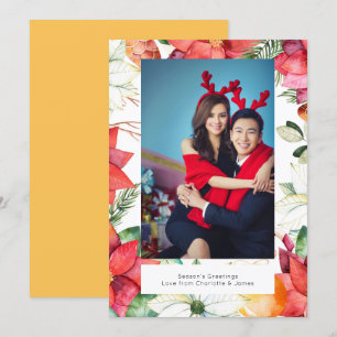 Elegant Festive Poinsettia Christmas Photo Holiday Card