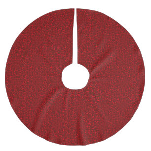 Elegant festive red floral pattern brushed polyester tree skirt