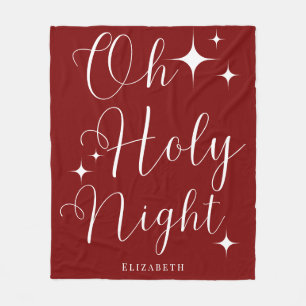 Elegant Festive Red White Personalized Christmas  Fleece Blanket
