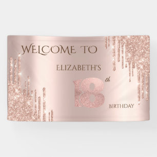 Elegant Festive Rose Gold  Drips Birthday Banner