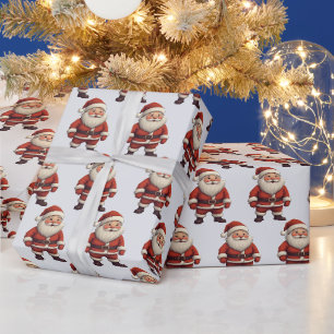 Elegant Festive Santa Merry Christmas Holiday Wrapping Paper